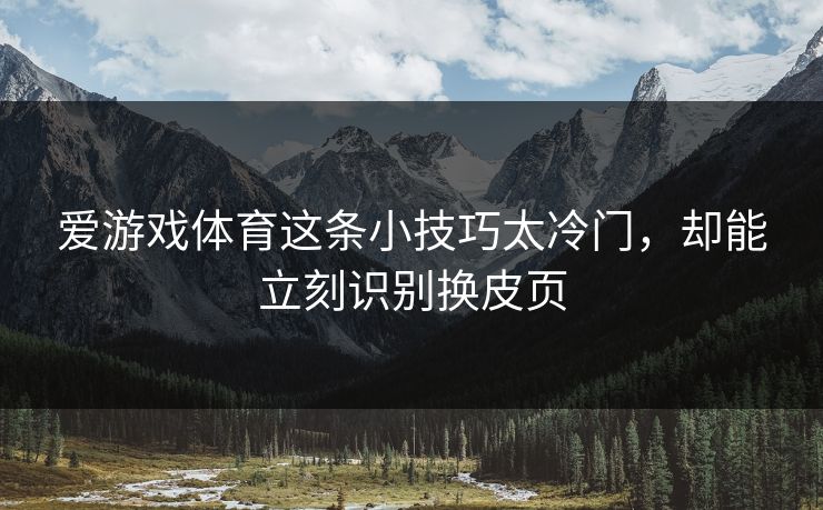 爱游戏体育这条小技巧太冷门，却能立刻识别换皮页