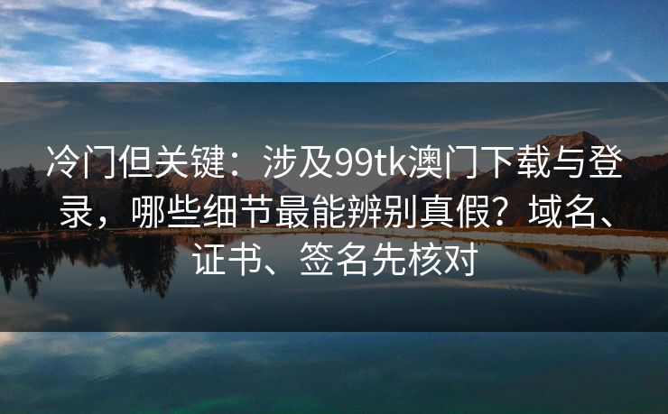 冷门但关键：涉及99tk澳门下载与登录，哪些细节最能辨别真假？域名、证书、签名先核对